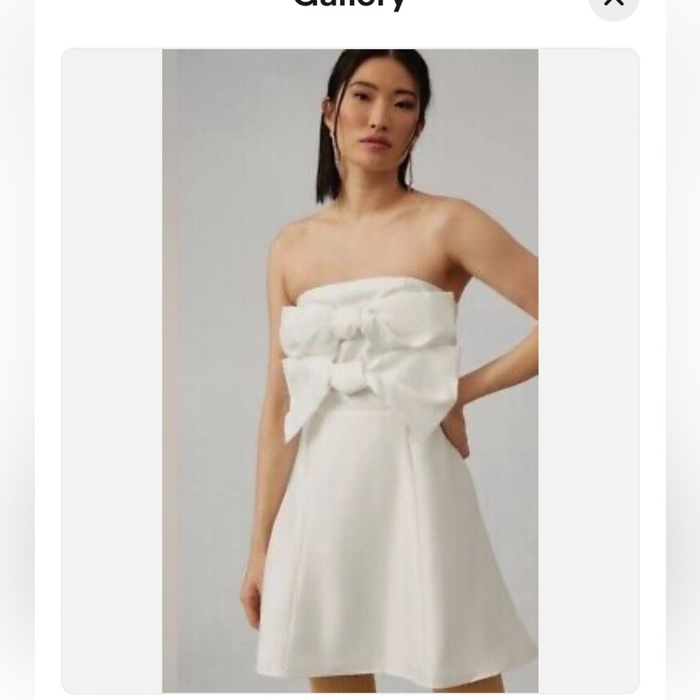 Anthropologie White Strapless Dress with Bow Detail - Picture 2 of 13